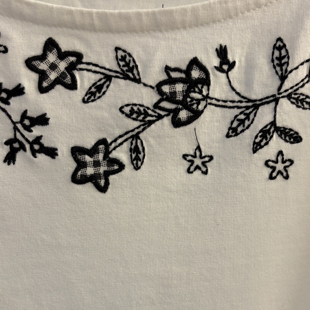 Talbots White Long Sleeve Top with Black Embroidery - Picture 3 of 3